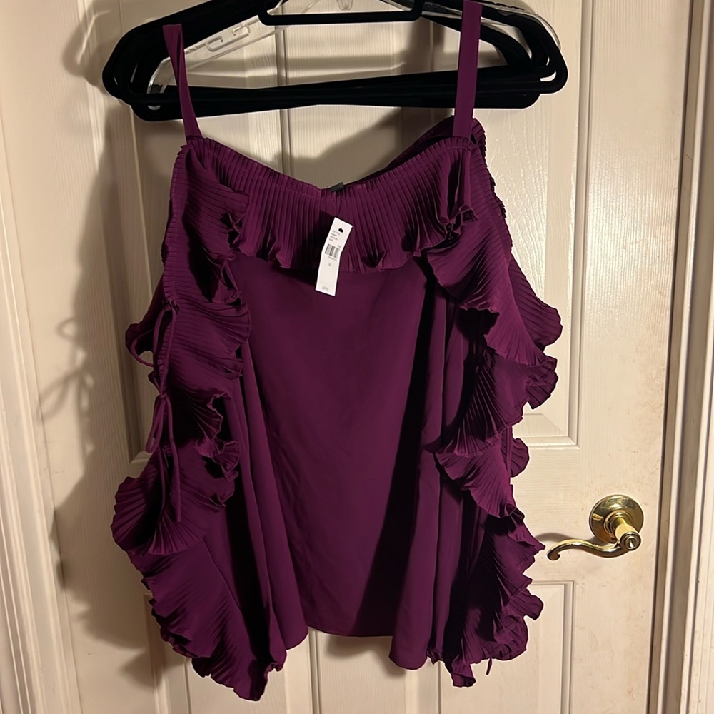NWT Lane Bryant ruffled tie up long sleeve blouse. Size 22